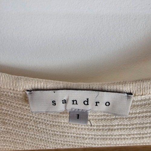 Sandro Dress Womens Size 1 Fit And Flare Beige Sleeveless Scoop Neck Cotton Knit - Picture 2 of 8