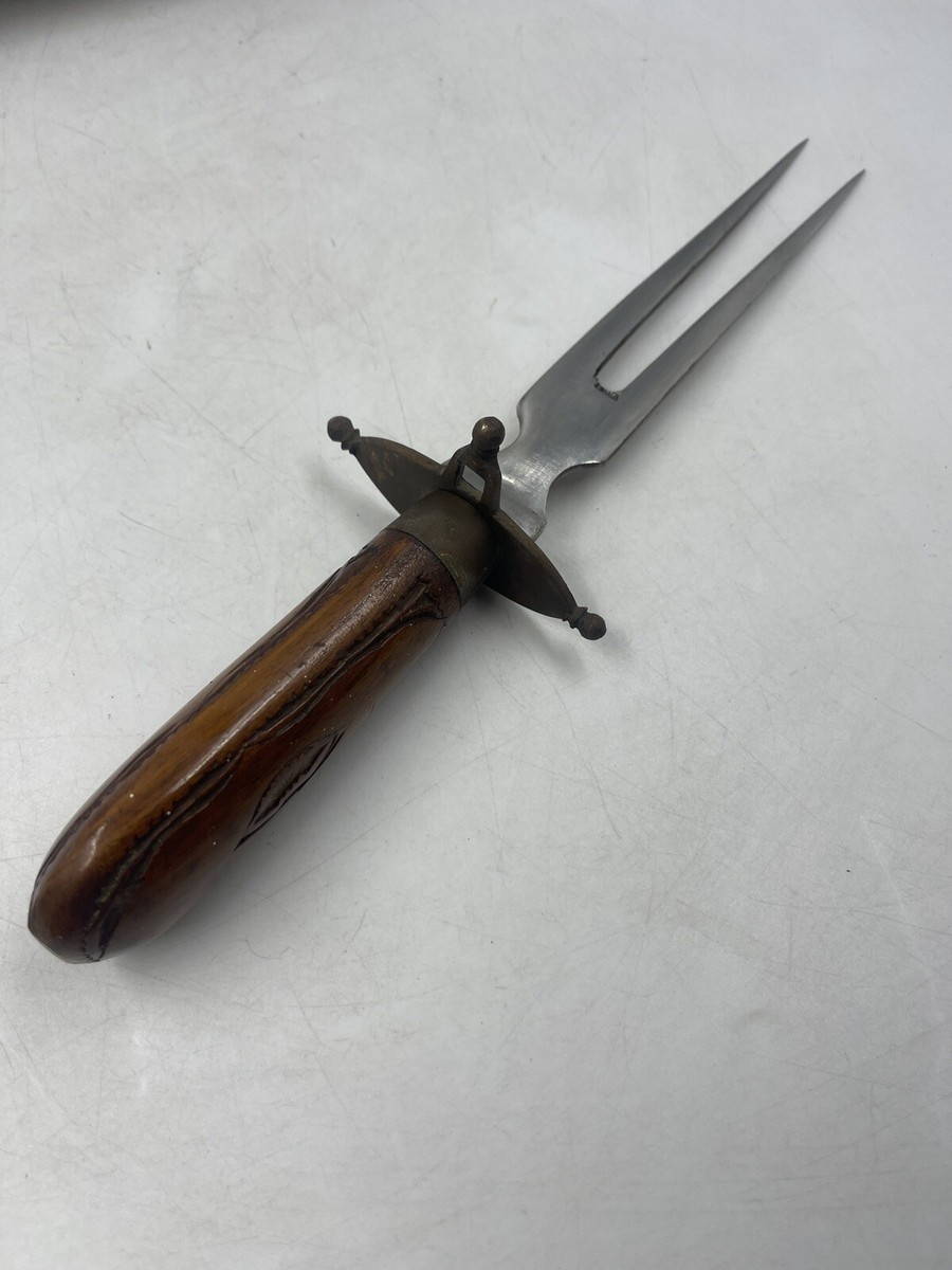 Vintage Marked INDIA KNIFE SET HAND CARVED SHEATH WOODEN
