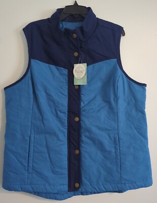 NWT Magellan Women's Size 2X Outdoors Campfire Quilted Vest Zip Snap Blue (CB12)