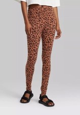 Wild Fable Leggings Womens High-Waisted Leopard Print Brown Size S