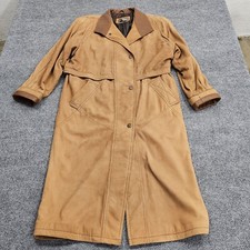 Vintage Maurices Leather Trench Coat Women's Small Brown Western Cowboy Boho