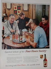 Vintage Life Magazine Ad from 1958 Print Advertising Four Roses Society