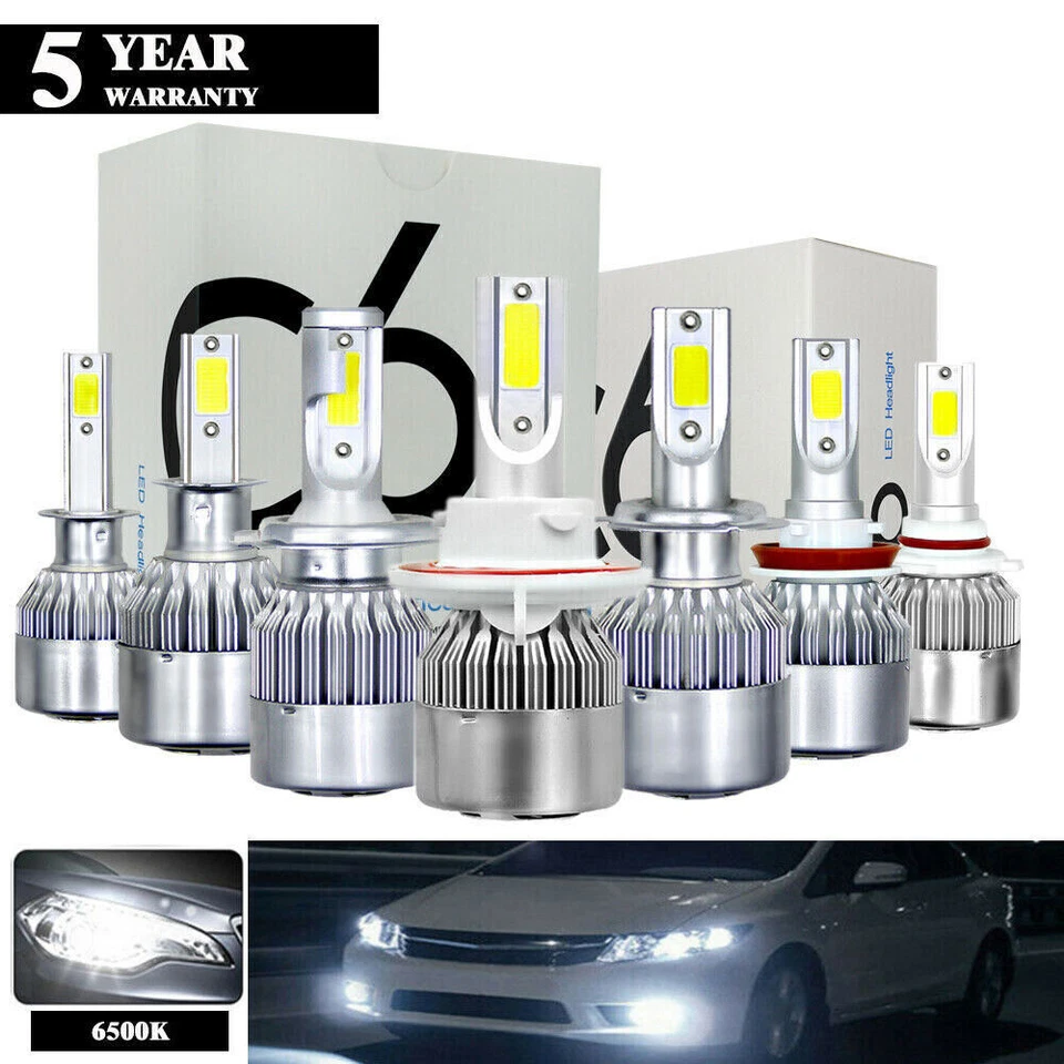 2pcs H1/H3/H4/H7/H11/9005/9006/H13/880 LED Headlight Light Bulbs Kit 6000K - Image 2 of 4
