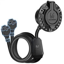 AC Port Plug 20A 125V, Dual 12 AWG Extension Cords, 5-in-1 RV Shore Power Inlet