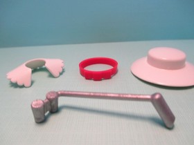 Playmobil figure WOMAN W/ BLOND HAIR IN FORMAL GOWN W/ SILVER LORGNETTE + HAT