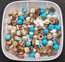 5oz Mystery Bead Soup Bag: Mixed Loose DIY Craft Jewelry Beading🤎🤍💙🩶