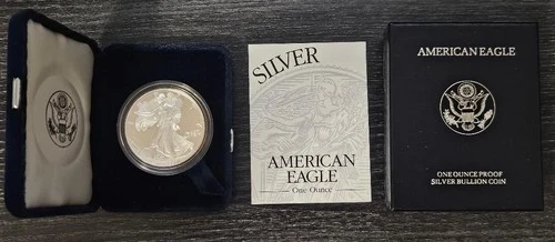 AMERICAN EAGLE ONE OUNCE PROOF SILVER BULLION COIN 1998-P BRAND NEW BOX CASE COA