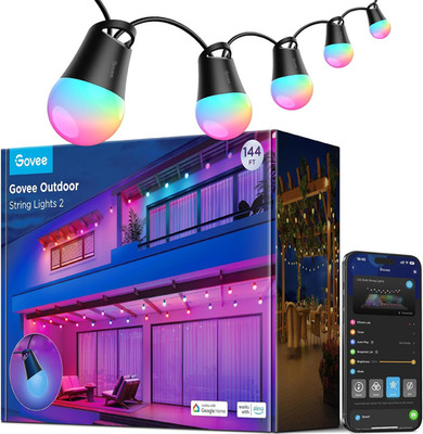 Govee Smart Outdoor String Lights 2, 144Ft Outdoor Lights with Dimmable Warm Whi
