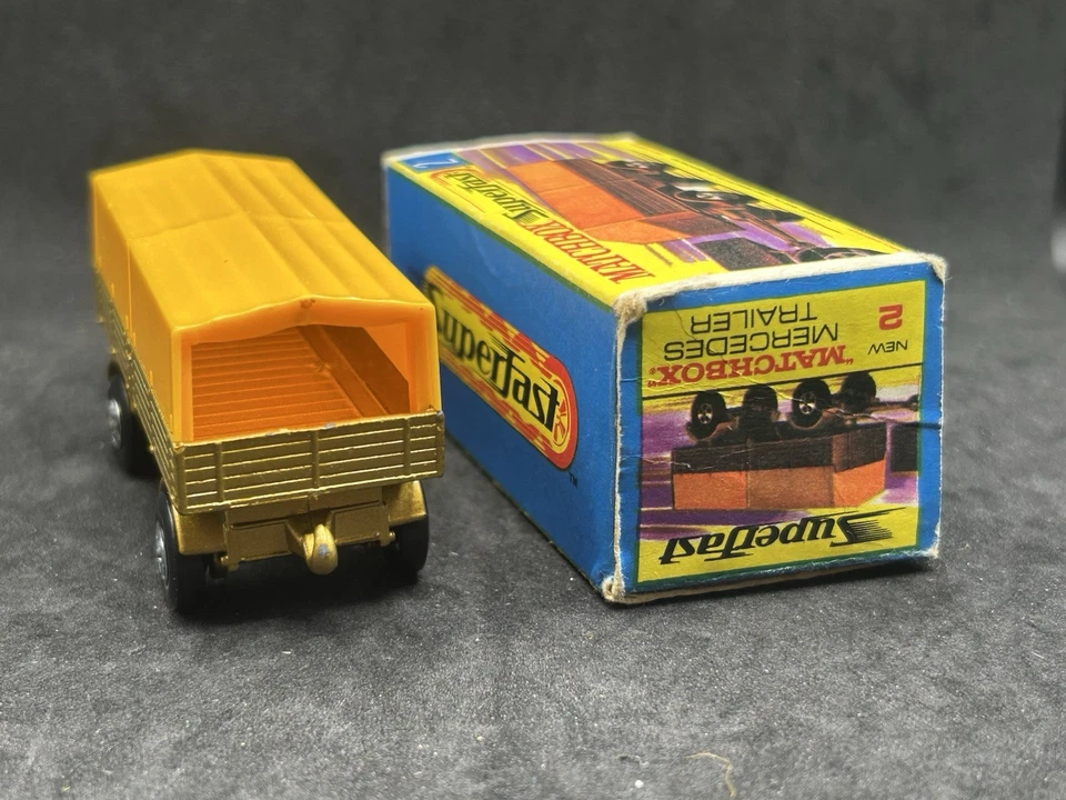 Matchbox Superfast MB2 A1 : Mercedes Trailer - Orange Canopy (MINT) & Type G Box - Image 4 of 4