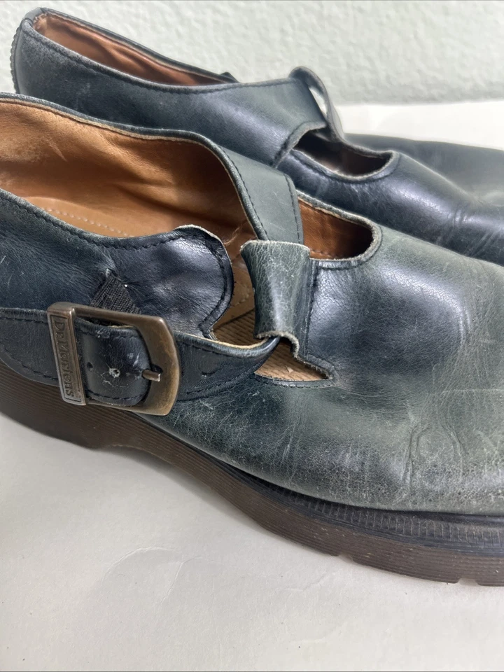 Correa vintage Dr. Martens hecha en Inglaterra Mary Jane de cuero verde para mujer con 7 defectos Foto 3 de 4