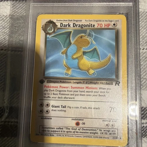PSA 8 NM MT Pokemon Dark Dragonite 22 1st Edition Team Rocket 2000 Rare Low Pop