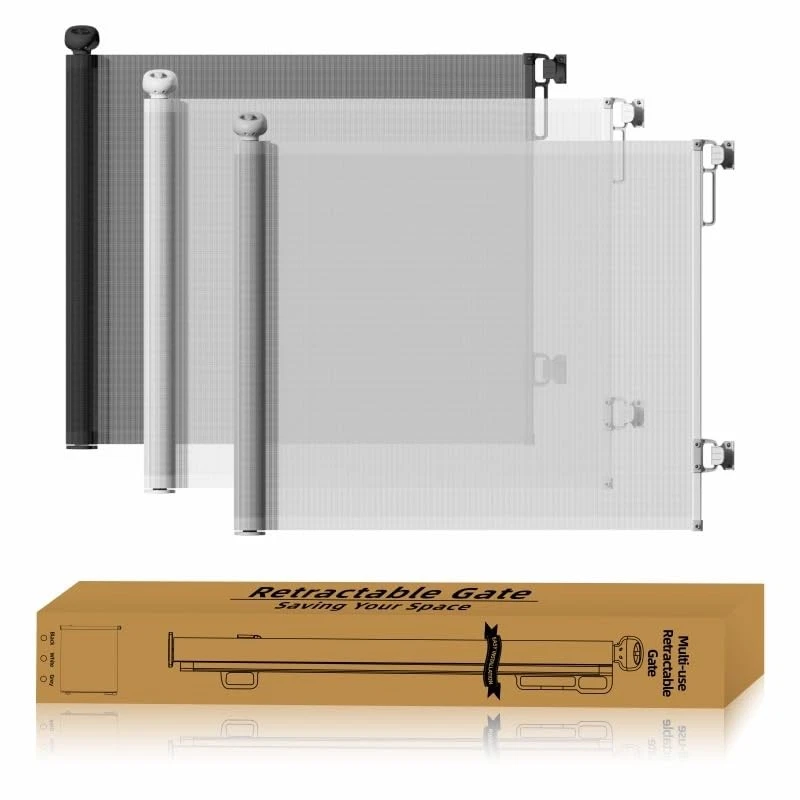 , Retractable Baby Gate 87cm x 130 cm Stair Safety Gate Roll