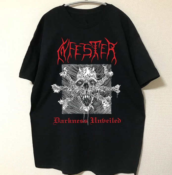 Infester Infester Band Darkness Unveiled Black Cotton T Shirt Full Size S-5XL | eBay