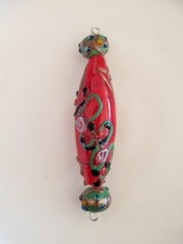 Large Lampwork Red/Green Glass Beads B9 