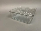 Anchor Hocking 1932 VTG Ribbed Design 9"x9"x4" Inch Refrigerator Dish With Lid