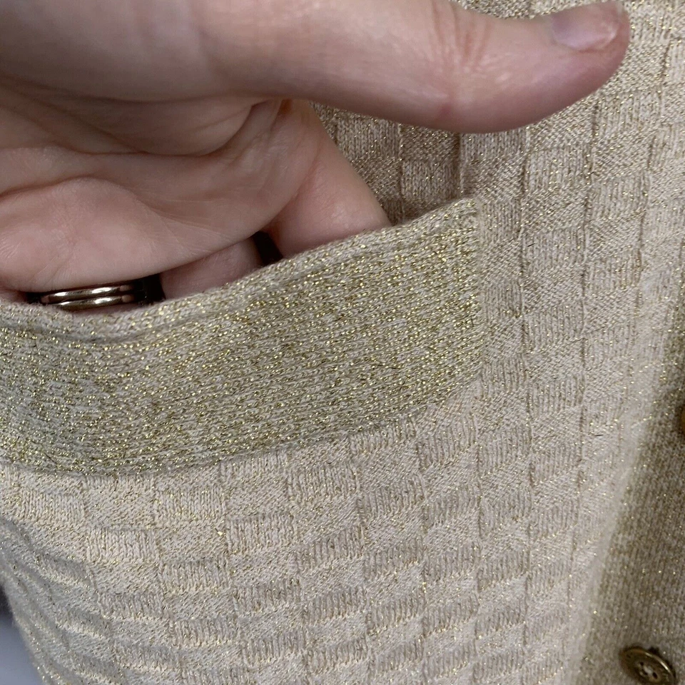 Cárdigan Suéter Marc Marc Jacobs Talla M Dorado Seda de Maíz Multi Lana Mezcla Cachemira Foto 4 de 4