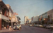 Lakeland, Florida FL Main Street Tichnor Chrome Original Vintage Postcard