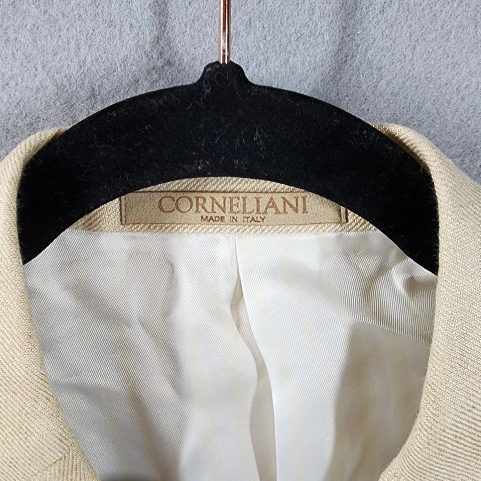 Corneliani Blazer мужской 50R бежевый желтовато-коричневый льняной сделано в Италии 3 кнопки спортивное пальто - Изображение 3 из 4