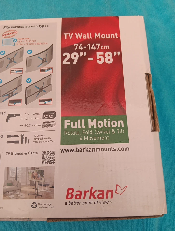 Suporte de parede para TV, 29"-58", Full Motion. Feito por Barkan. Carga máxima 55 lb - Imagem 4 de 4