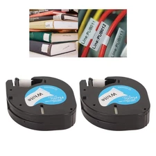 2Pcs Label Maker Tape 12mm Wide 13ft Long Waterproof Oil Resistant Black On