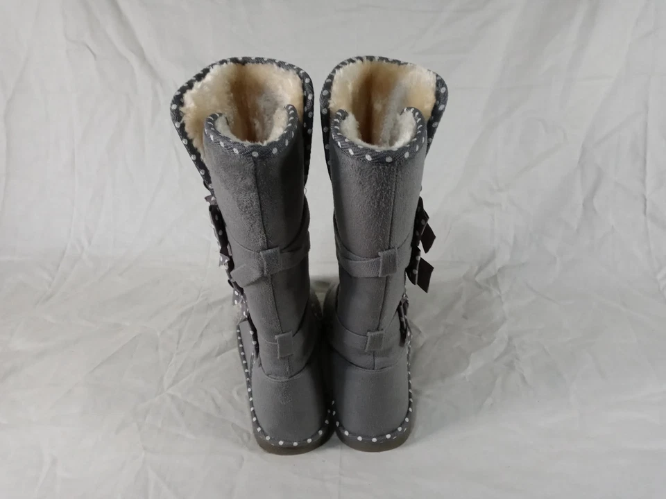 Botas de invierno para mujer 7 JustFab media pantorrilla gris y blanco puntos Foto 4 de 4