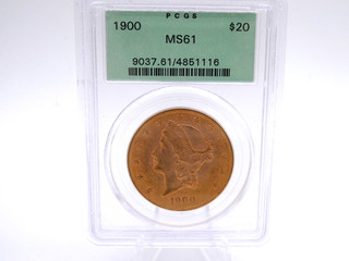 1900 Gold $20 Liberty Head Double Eagle Coin PCGS MS 61 . F182