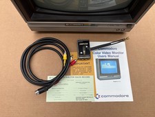 Commodore 64 1702 Color Monitor cables VHF box manual dealer papers original box