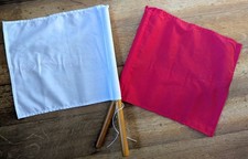 Classic Athletic/Sports Red & White Flags With Wooden Handles Great Condition #4