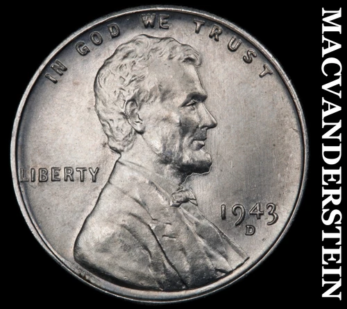 1943-D Lincoln Wheat Cent- Choice Gem Brilliant Uncirculated Luster #J2398