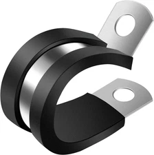 1/2 Inch Cable Clamp, 25 Pack Stainless Steel Wire Clamp, Rubber Metal Hose Clam