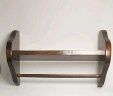 Vintage MCM Towel Holder Shelf. Solid Wood Clean Design Country Chic Powder Room