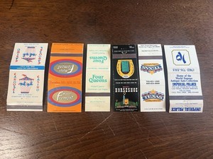 Vintage Matchbooks Las Vegas Casino/Hotel Lot Horseshoe Four Queens Texas 6pcs