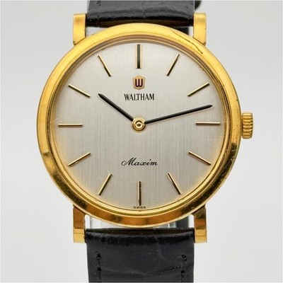 Waltham Maxim Handaufzug Uhr Gold Gehäuse Classic Dress Vintage Unisex In Hand
