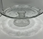 Vintage Anchor Hocking Savannah Pedestal Footed Cake Stand Floral Design 12x4"
