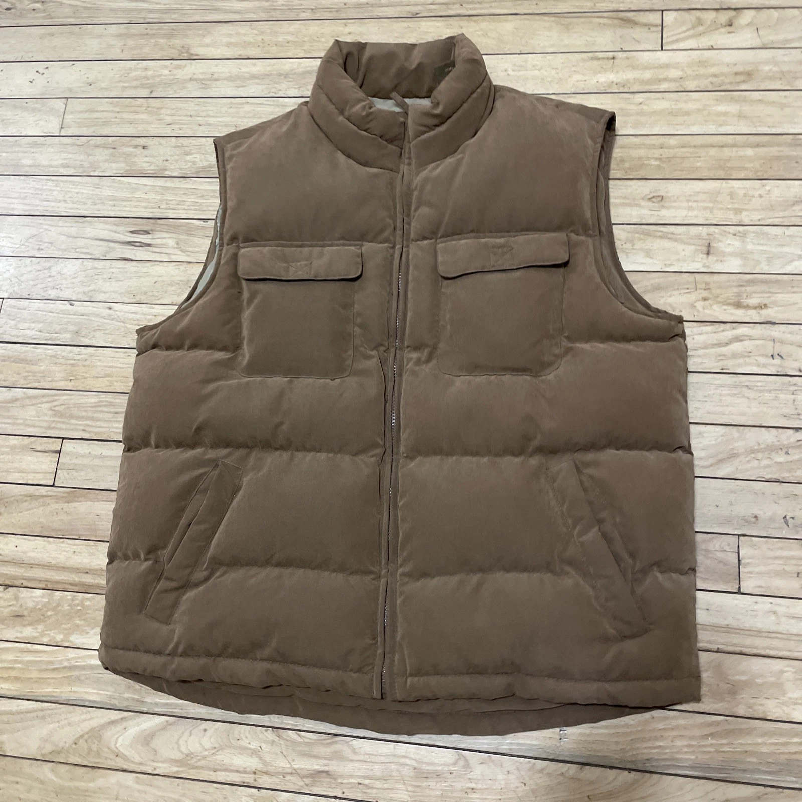 St. Johns Bay Vintage Y2k Quilt Brown Puffer Vest Men L Chunk Streetwear Gorpcor