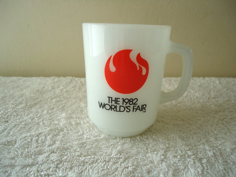 Vintage 1982 Anchor Hocking The 1982 Worlds Fair Milk Glass Coffee Cup