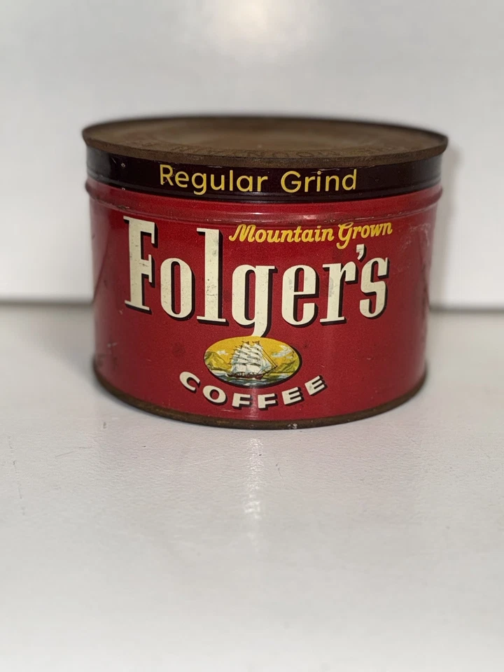 Café Folgers 1952 de colección nuevo sellado con llave lata completa de 1 lb molienda regular Foto 2 de 4