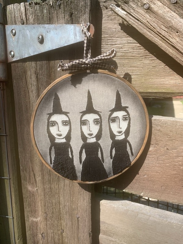 Halloween Witches Embroidered Ooak HandmadeinOhio