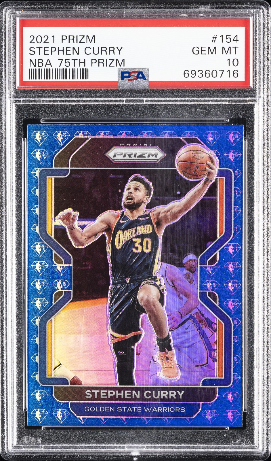 2021 PANINI PRIZM NBA 75TH PRIZM #154 STEPHEN CURRY PSA 10