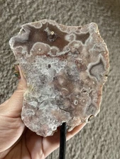 High Quality Brazilian Pink Amethyst With Quartz Freeform On Stand