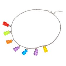 Candy Jelly Colorful Mini Gummy Bear Pendant Necklace Clear Lovely Chokers Decor