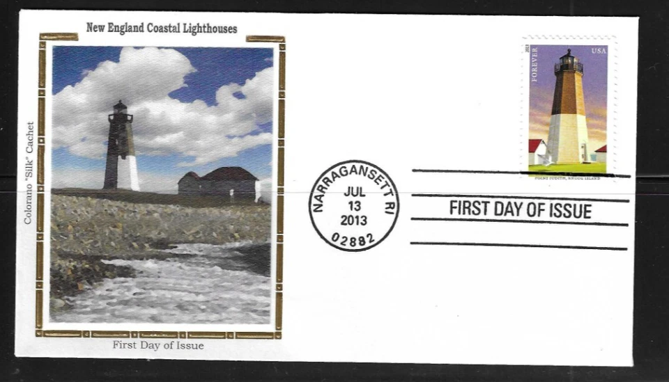 USA SC # 4791-4795 New England Coastal Lighthouses FDC . Colorano Silk Cachet - Image 3 of 3