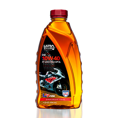 Ultra1Plus SAE 10W-40 Synthetic Blend 4T Motorcycle Oil API SL JASO MA2   Quart