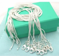 10PCS wholesale 925 Silver solid Fashion 1MM Snake chain Necklace FOR pendant