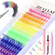 Colored Lash Clusters Kit Individual False Eyelashes Set Segmented  R7D2