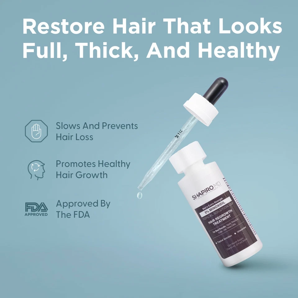 Minoxidil 5% Topical Solution for Men Hair Regrowth, Reactivates Hair Follicles - Image 3 of 4
