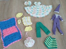 Vintage Homemade Small Lot Of 12 Barbie Type Clothes  Crochet