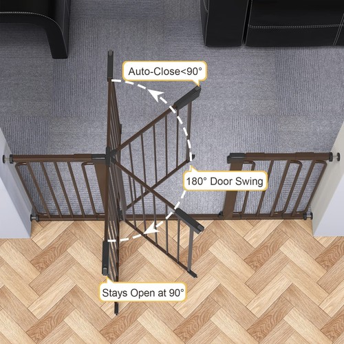Cumbor 29.7-57 Baby Gate Stairs Extra Wide Dog Gate Doorways Pressure Mounted Wa - Picture 9 of 9
