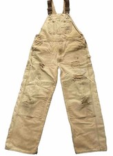 Carhartt Overalls Duck Bib Double Knee 36w 29 inseam Distressed Stains Thrashed