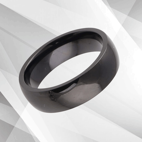 6mm MENs Sparkling Black Titanium Anniversary Wedding UK Band Ring Comfort Fit - Picture 4 of 12
